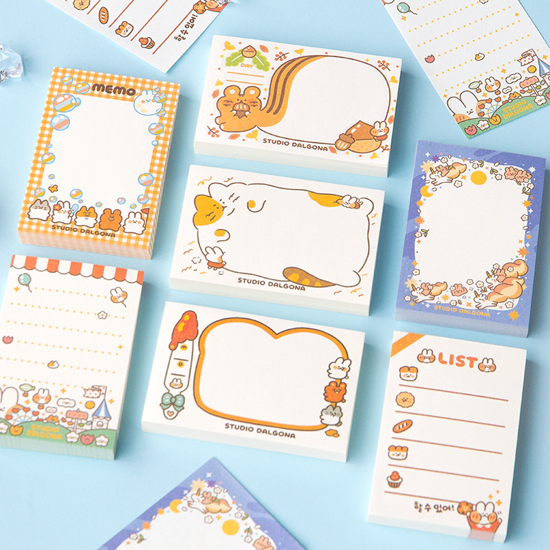创意可爱卡通便签本留言记事便条纸可撕便携小本子手帐素材 100张