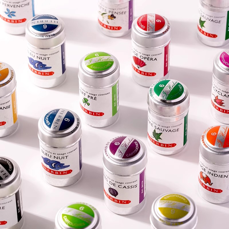 法国J.Herbin简赫本D系列金属罐钢笔墨囊墨水彩墨墨胆
