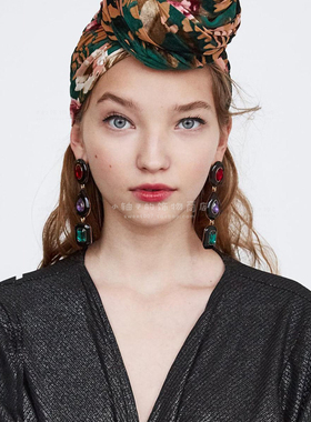 西班牙复古彩色宝石耳环