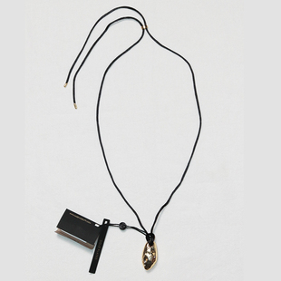 西班牙md massimo捶打纹理闪钻吊坠长线任意调节长度项链necklace