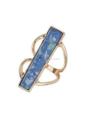 英国ts及同厂男女中性款蓝色仿石镶嵌长方形戒指