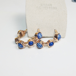 美国urban outfitters蓝色地球色树脂c形耳环耳饰女外贸欧美