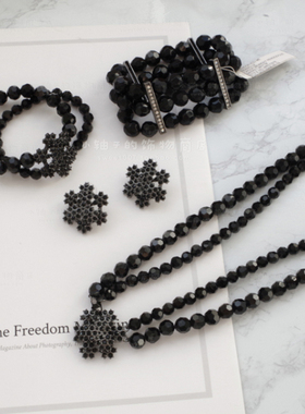 雪花切面质感耳钉两种戴法风项链