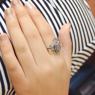 招财进宝小金蟾蜍食指戒指女气质时尚个性潮人饰品学生百搭指环戒