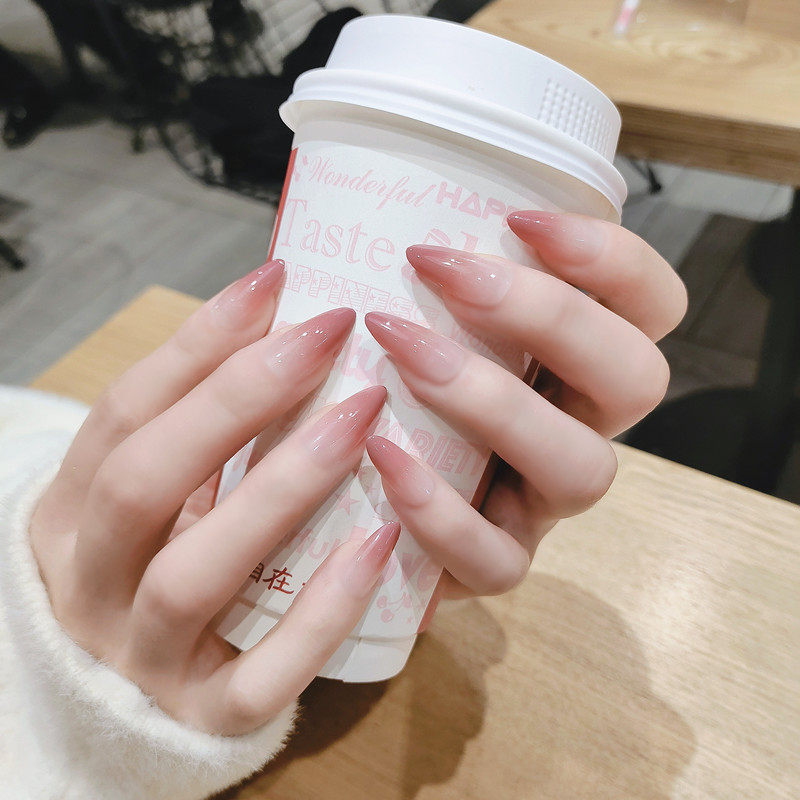 时尚渐变系水滴甲长款欧美风穿戴式可拆卸美甲成品防水假指甲贴片