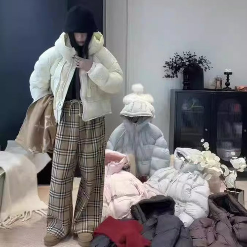 羽绒服花边下摆韩系面包服厚外套