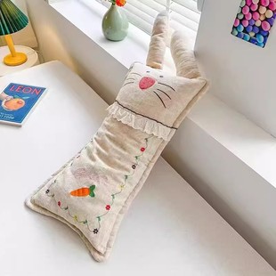 22882A类胡萝卜兔刺绣可拆纯棉双层纱枕头色织提花舒适荞麦壳抱枕