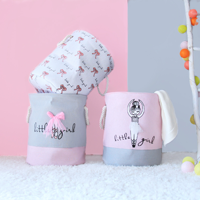 收纳桶北欧风粉色房间置物可爱