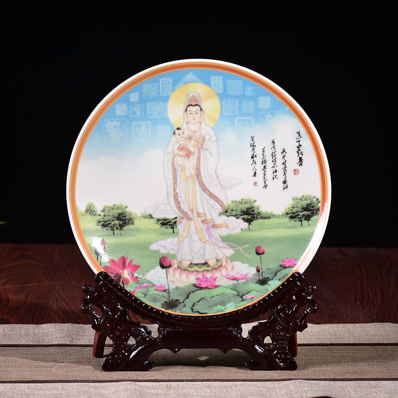 JINGDEZHEN 크리 에이 티브 홈 거실 세라믹 장식 접시 패션 데스크탑 장식품 공예 캐릭터 종 KUI 드래곤 스탠드