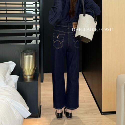 现货 代嘉儿直筒牛仔裤女2026秋新款丹宁色四面弹九分法棍裤C9511