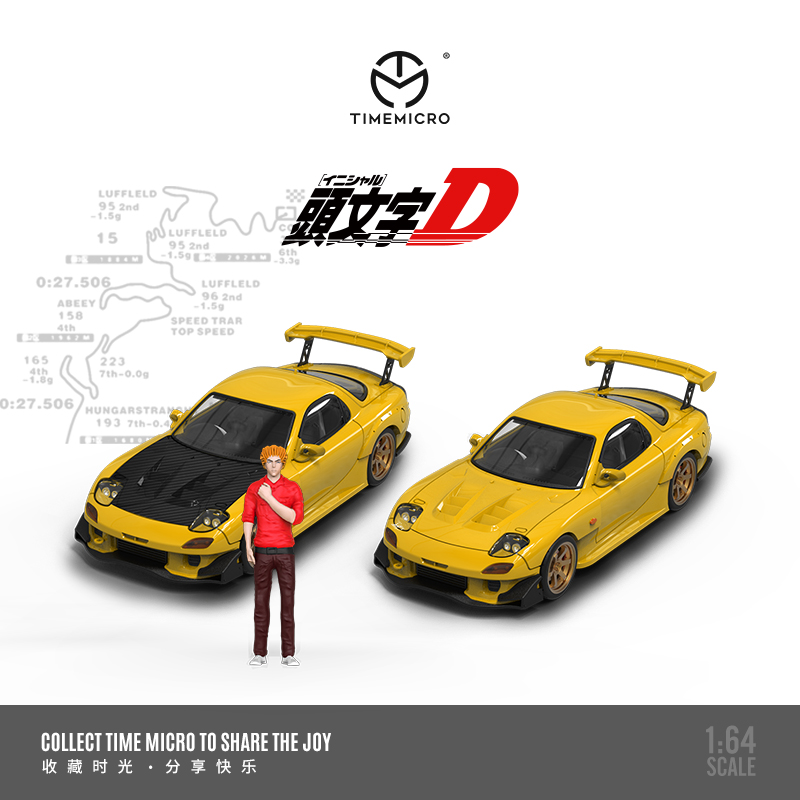 时光TimeMicro1:64马自达雨宫Rx-7头文字D涂装仿真合金汽车模型-封面