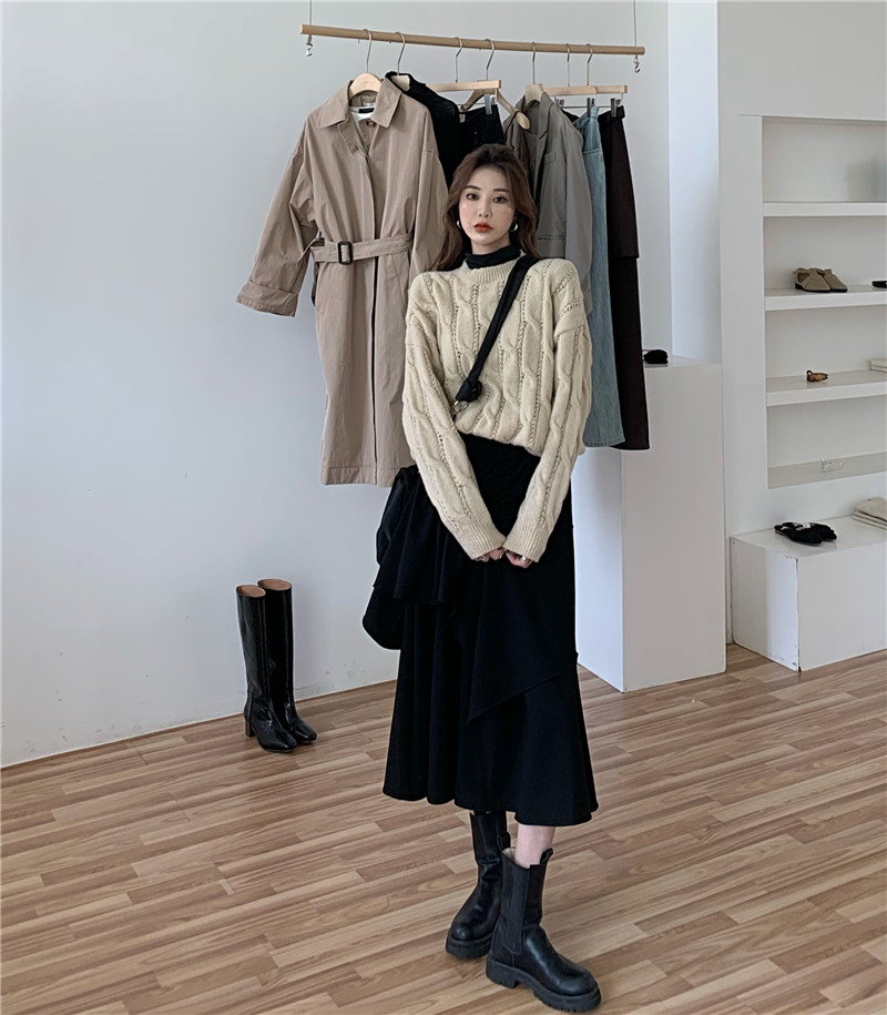 Real shot real price ins versatile high waist slim skirt thick suit cake skirt