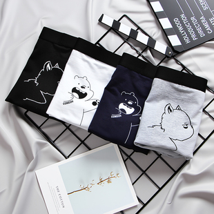 内裤 衩可爱裤 男平角裤 透气男生卡通裤 头 纯棉青少年夏四角短裤 男士