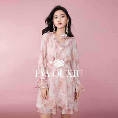 千金风OUXIU/欧袖聚酯纤维印花