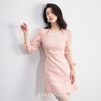 【限时直降】伊华欧秀绒感蕾丝连衣裙女高级感千金裙子45WAQ5608