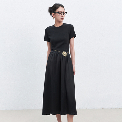 【限时直降】伊华欧秀棉质法式气质显瘦收腰连衣裙简约52WAQ6071