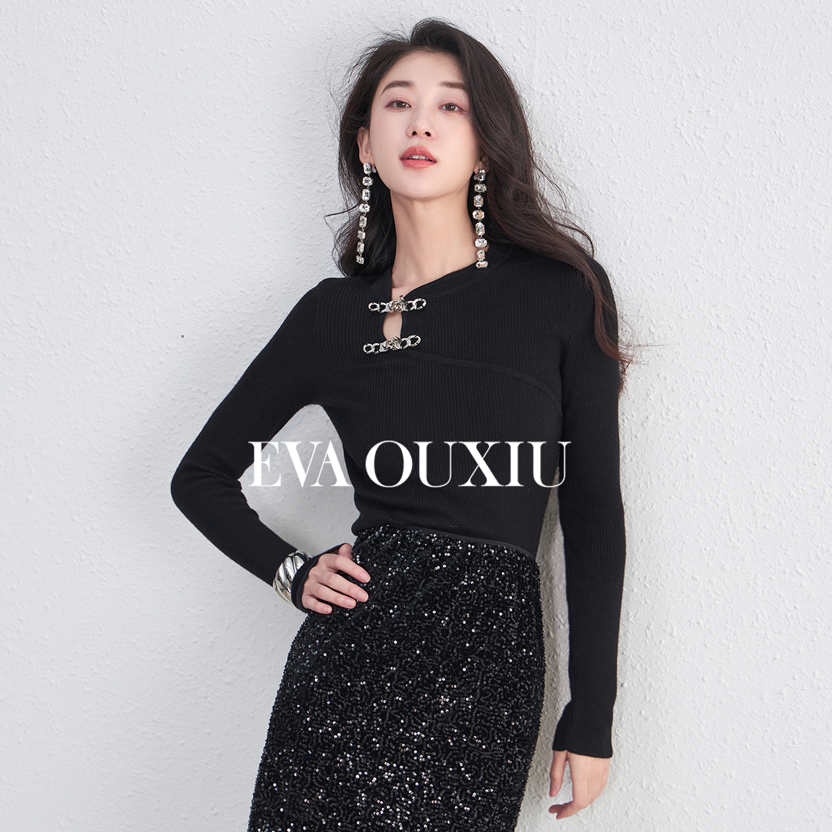 【限时直降】伊华欧秀新中式绵羊毛针织衫毛衣打底上衣E31ZM9726
