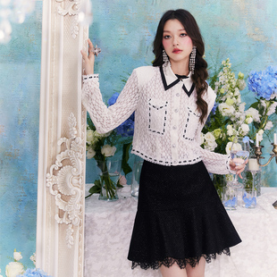 白色翻领长袖 蕾丝衬衫 伊华欧秀优雅款 上衣530AC0015 限时直降