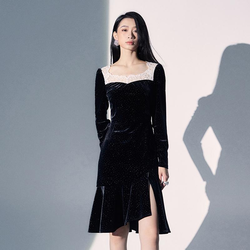 少女风A字裙聚酯纤维蝴蝶