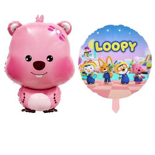 loopy 卡通气球 粉色loopy露比儿童生日派对布置铝膜气球