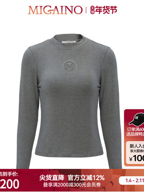 Migaino曼娅奴女装冬季新款修身简约百搭打底T恤MO42RC008