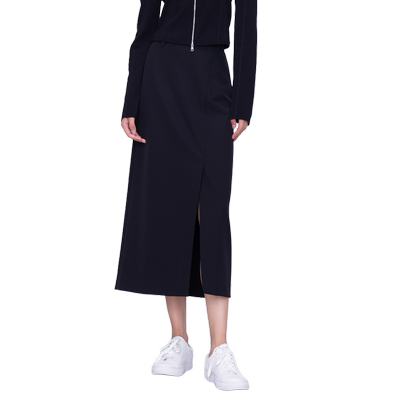 Migaino曼娅奴女装秋季新款设计感高腰开叉半身裙MO32EB007