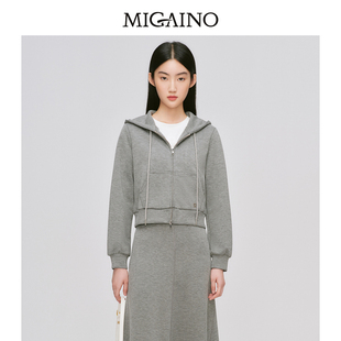 简约运动型袋鼠兜休闲短款 新款 外套 秋季 Migaino曼娅奴女装