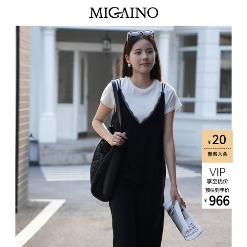 Migaino曼娅奴女装2026年早秋新款设计感蕾丝拼接连衣裙MQ32DA061