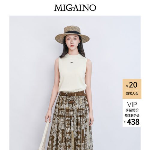 Migaino曼娅奴女装2026夏新款气质感简约休闲无袖针织衫MQ22KW210