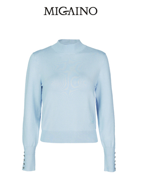 Migaino曼娅奴女装冬季新款半高领简约打底针织衫MO42KW208