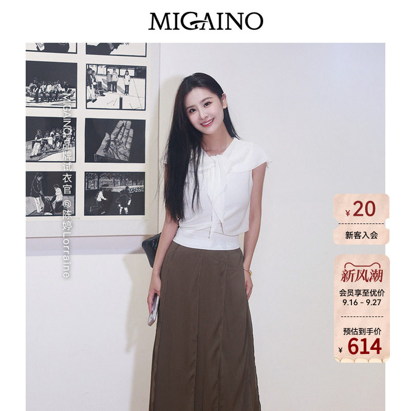 Migaino曼娅奴女装2026夏季新款设计感披肩袖百搭针织衫MQ22KW216图片
