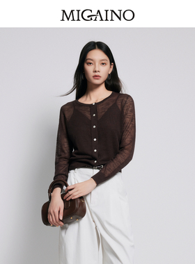 【商场同款】Migaino曼娅奴女装夏薄款透视小众针织开衫MP22JK203