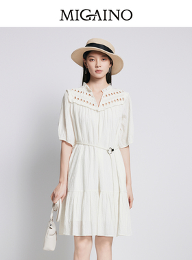 【商场同款】Migaino曼娅奴女装气质感法式镂空连衣裙MP22DA023