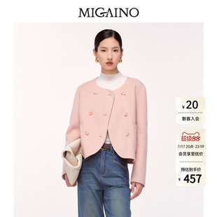 Migaino曼娅奴女装冬季新款优雅简约经典毛呢外套MO42SC010