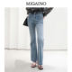 秋季 新款 百搭窄版 Migaino曼娅奴女装 显瘦高腰微喇牛仔裤 MP32NC005