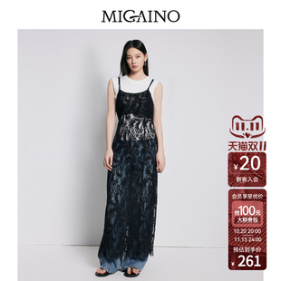 【商场同款】Migaino曼娅奴女装小众时尚T恤蕾丝连衣裙MP22DD071