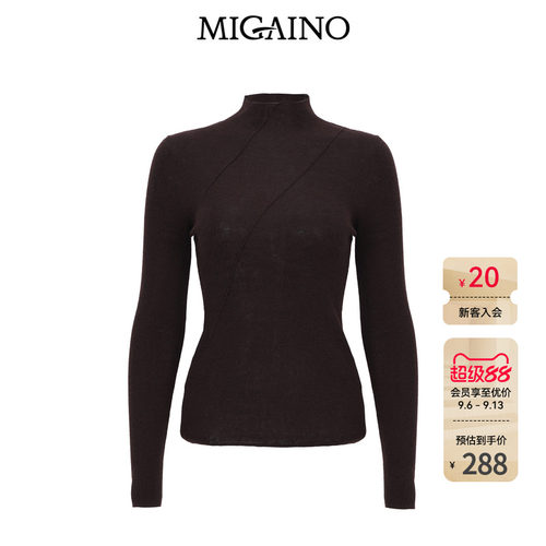 Migaino曼娅奴女装秋冬新款气质简约百搭半高领打底毛衣MP42WH227