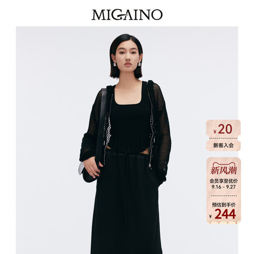【商场同款】Migaino曼娅奴新款黑色镂空外套上衣女MP12JK261