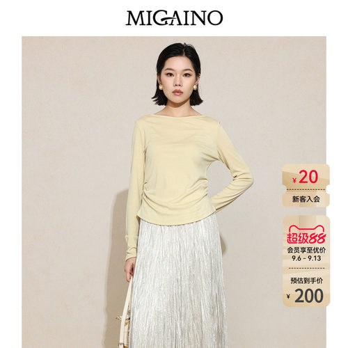 Migaino曼娅奴女装2026年秋季新款轻熟风修身显瘦长袖打底T恤