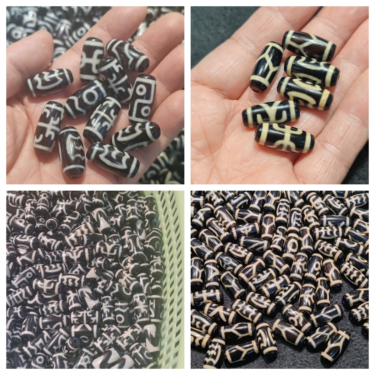 10颗/包 25mm黑白玛瑙天珠龟甲贵人法帽等藏式散珠手链项链配珠