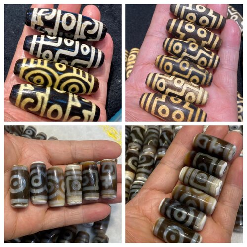 黑黄色玛瑙天珠粗线条