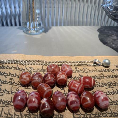 龙磷凤血达洛天珠老货精品财老爷天地菩提红不发乌不偏橙单颗