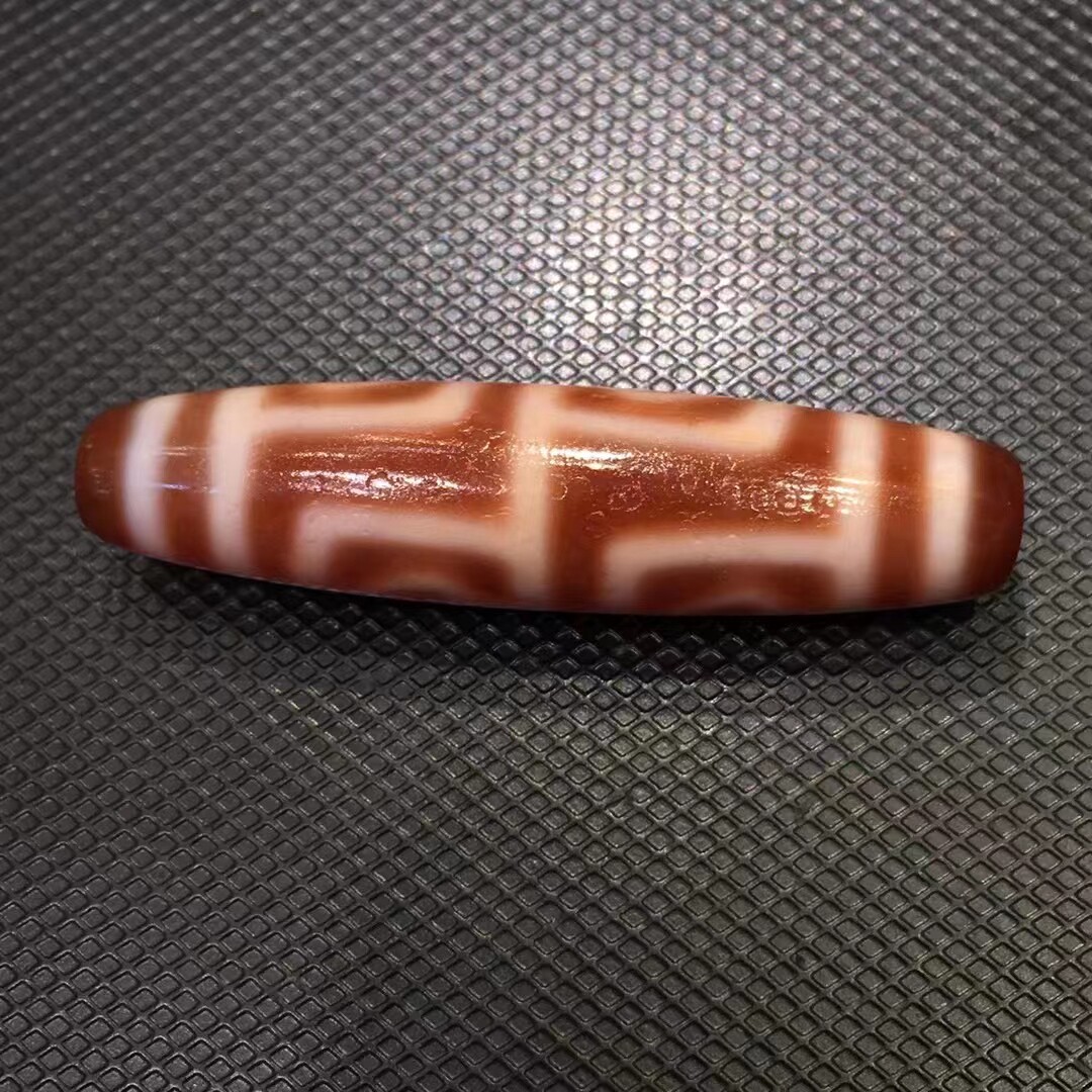 高油红肉四叶菩提天珠品相佳线条流畅风化细腻收藏品xy9