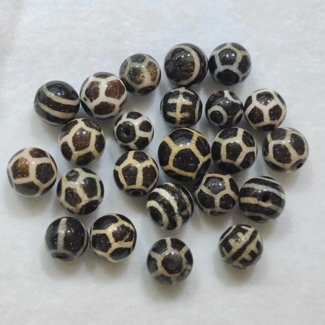 邦提克玉化木龟甲鬼眼图腾圆珠西亚古珠DIY项链手链配珠12-16mm