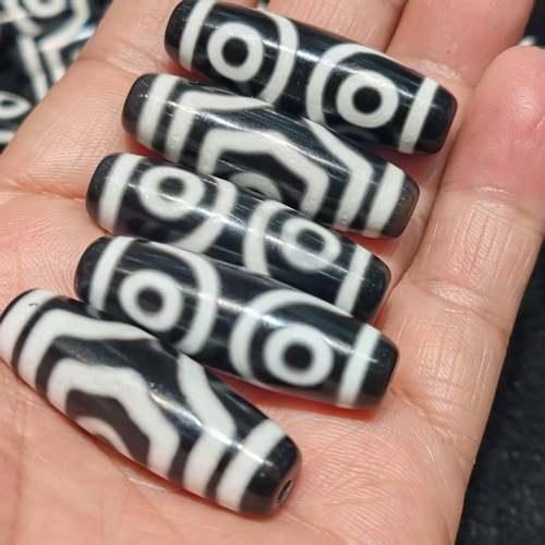 40mm黑白三眼玛瑙天珠台湾工艺