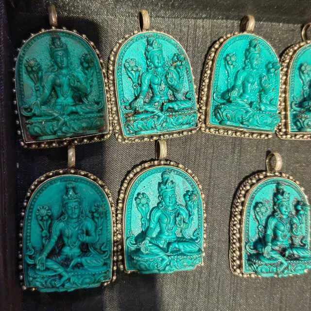 优化绿松石黄财神绿度母金刚杵吊坠复古尼泊尔手工个性首饰品
