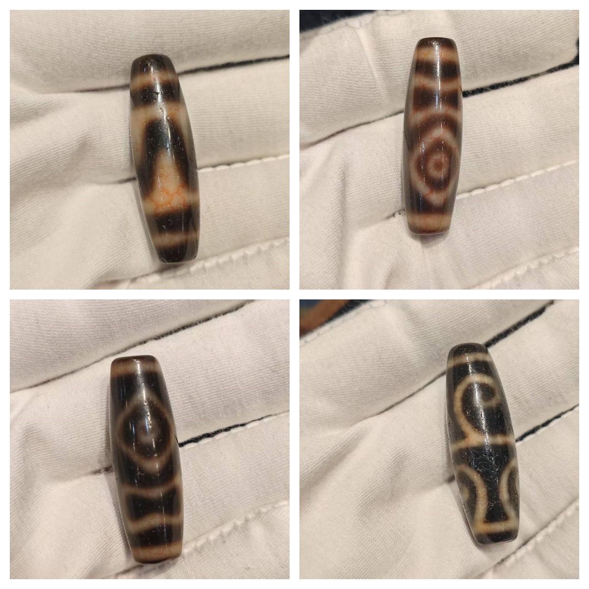 36mm黑黄玛瑙天珠血丝纹风化