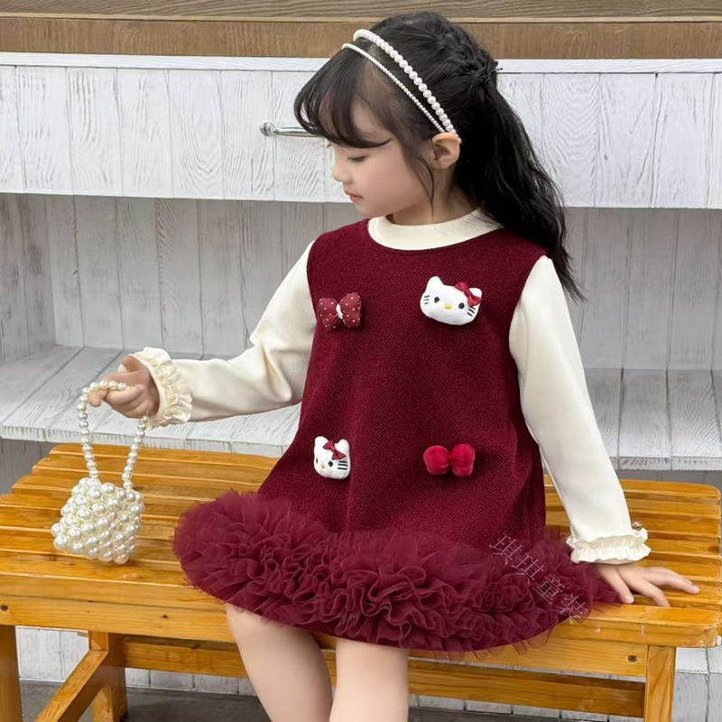 女童连衣裙秋冬款卡通背心裙洋气公主洋气裙女新款加绒加厚新年裙,童装/婴儿装/亲子装,连衣裙,淘宝优惠券,粉丝福利购,淘宝优惠卷