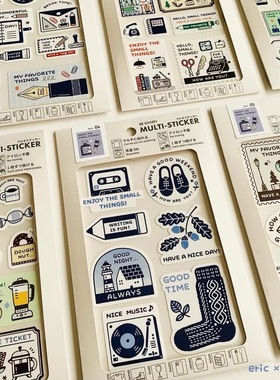 蘑菇屯 日本进口 sanby设计师联名多功能贴纸 eric北岸由美装饰贴