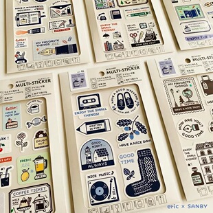 蘑菇屯 日本进口 sanby设计师联名多功能贴纸 eric北岸由美装饰贴